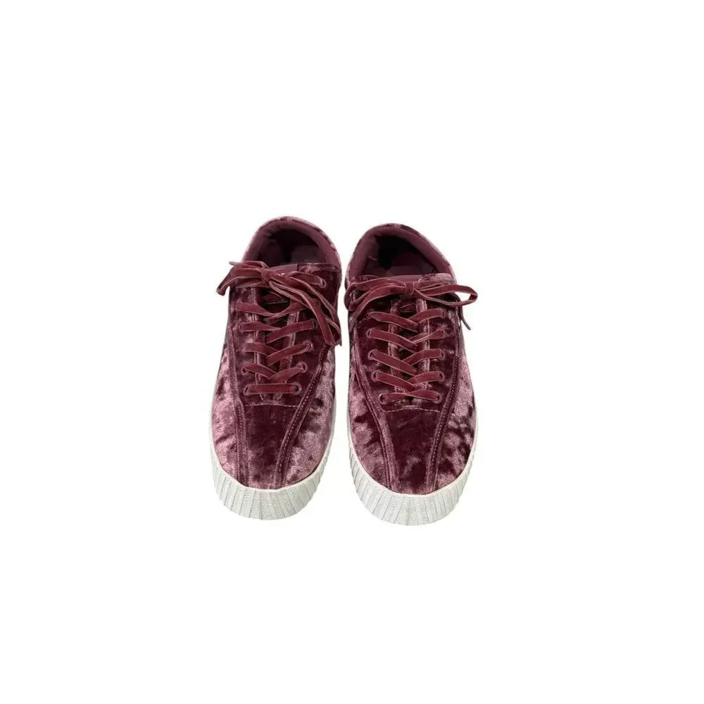 Tretorn Nylite 4 Bold Pink Crushed Velvet Low-Top Platform Sneaker Sz 9.5 Shoes - Picture 2 of 8